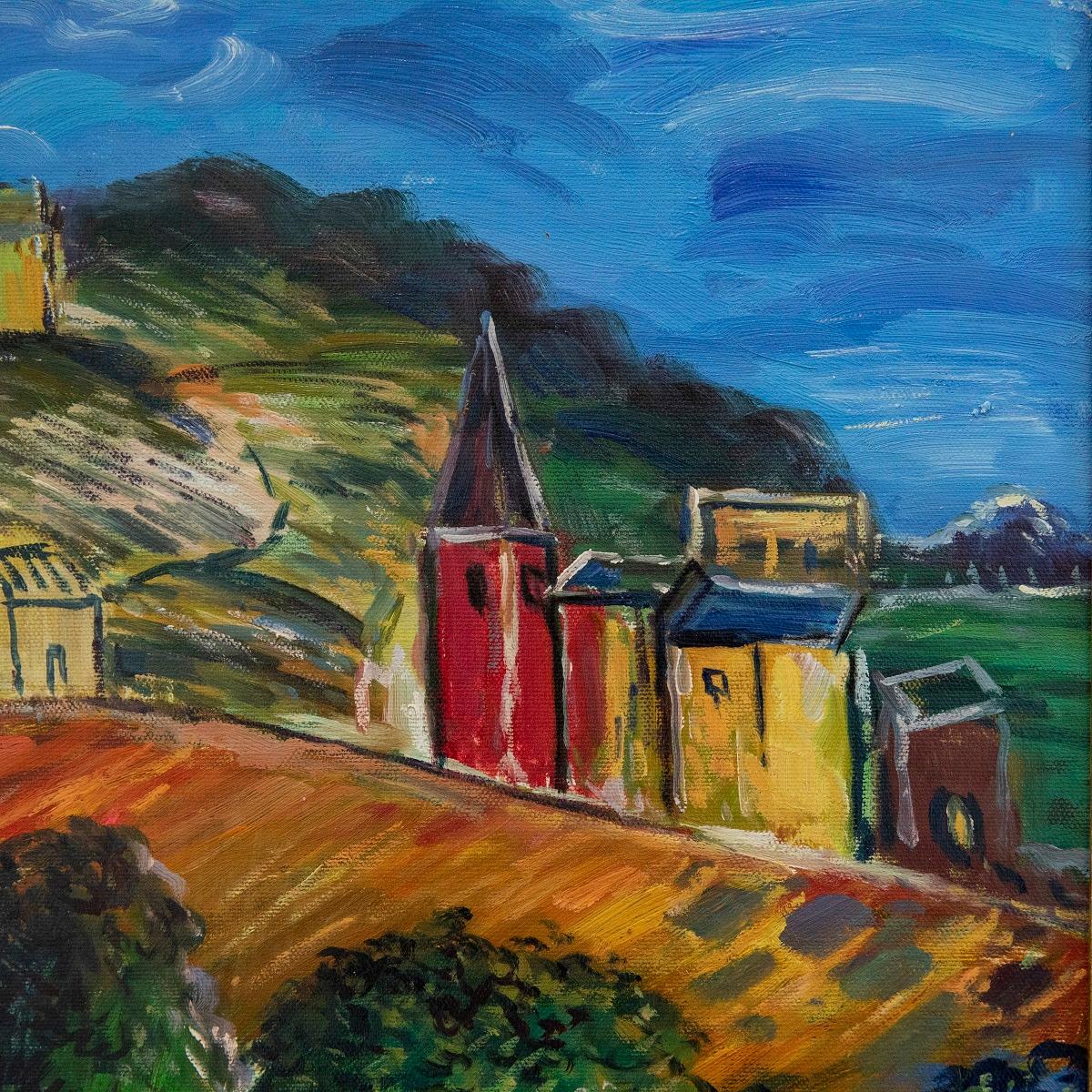 20th Century Oil, Road to the Hilltop Village For Sale 2