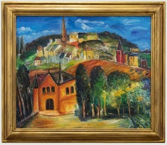 Ölgemälde, Road to the Hilltop Village, 20. Jahrhundert
