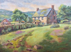 20th Century Oil - Rural Scene with Cottage Garden