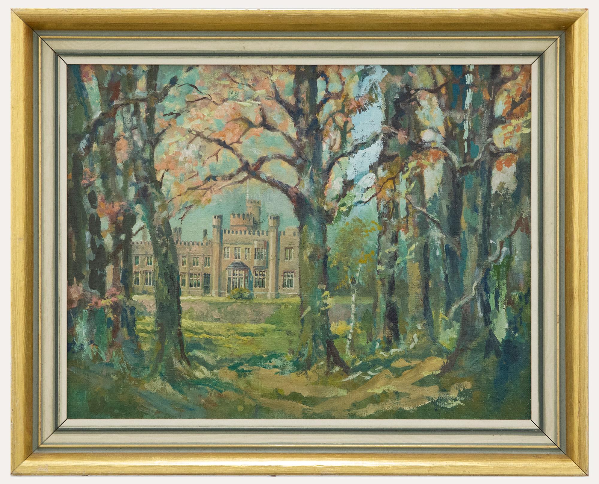 Unknown Landscape Painting - 20th Century Oil - Scottish Castle from the Woods