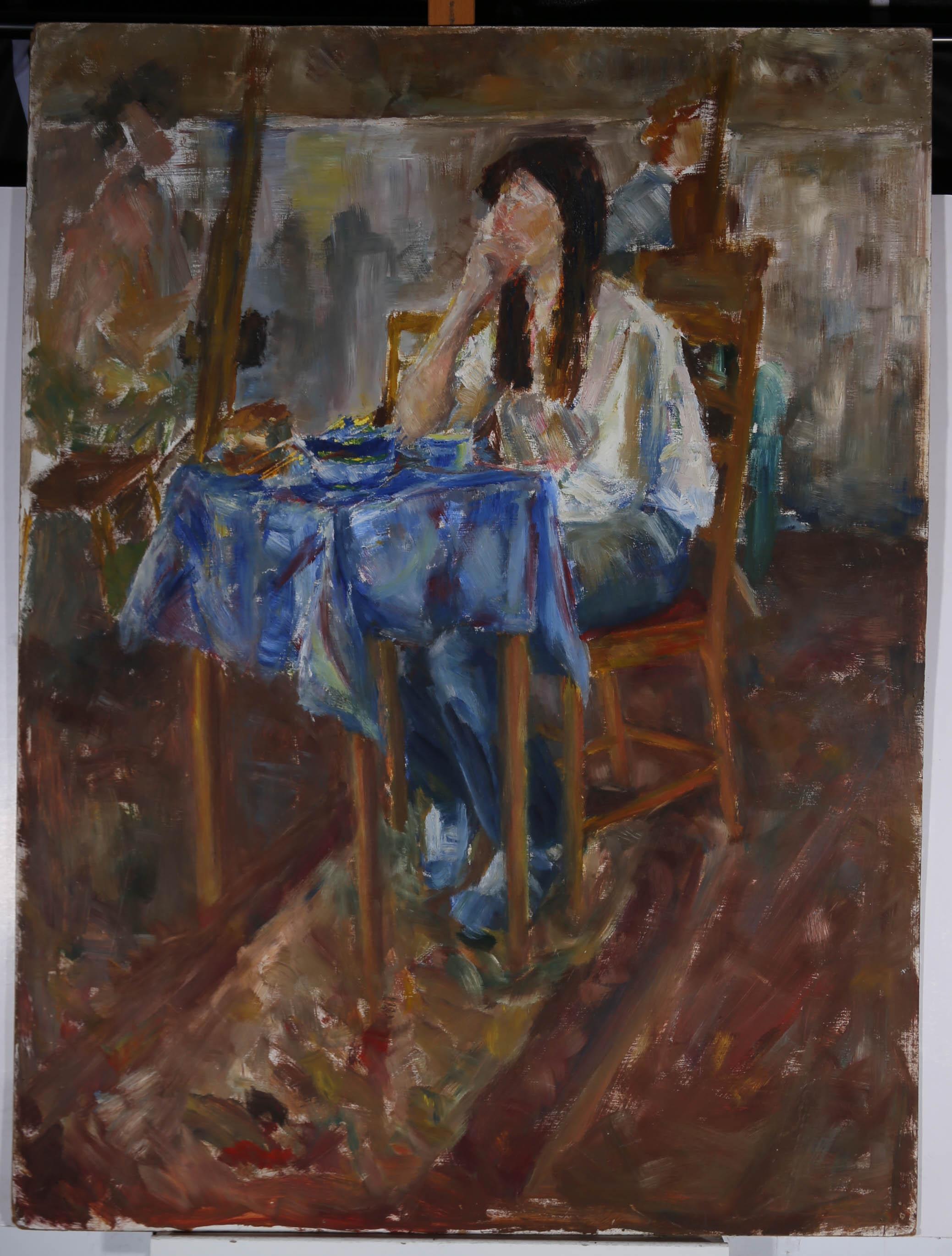 20th Century Oil - Seated Figure Study - Painting by Unknown