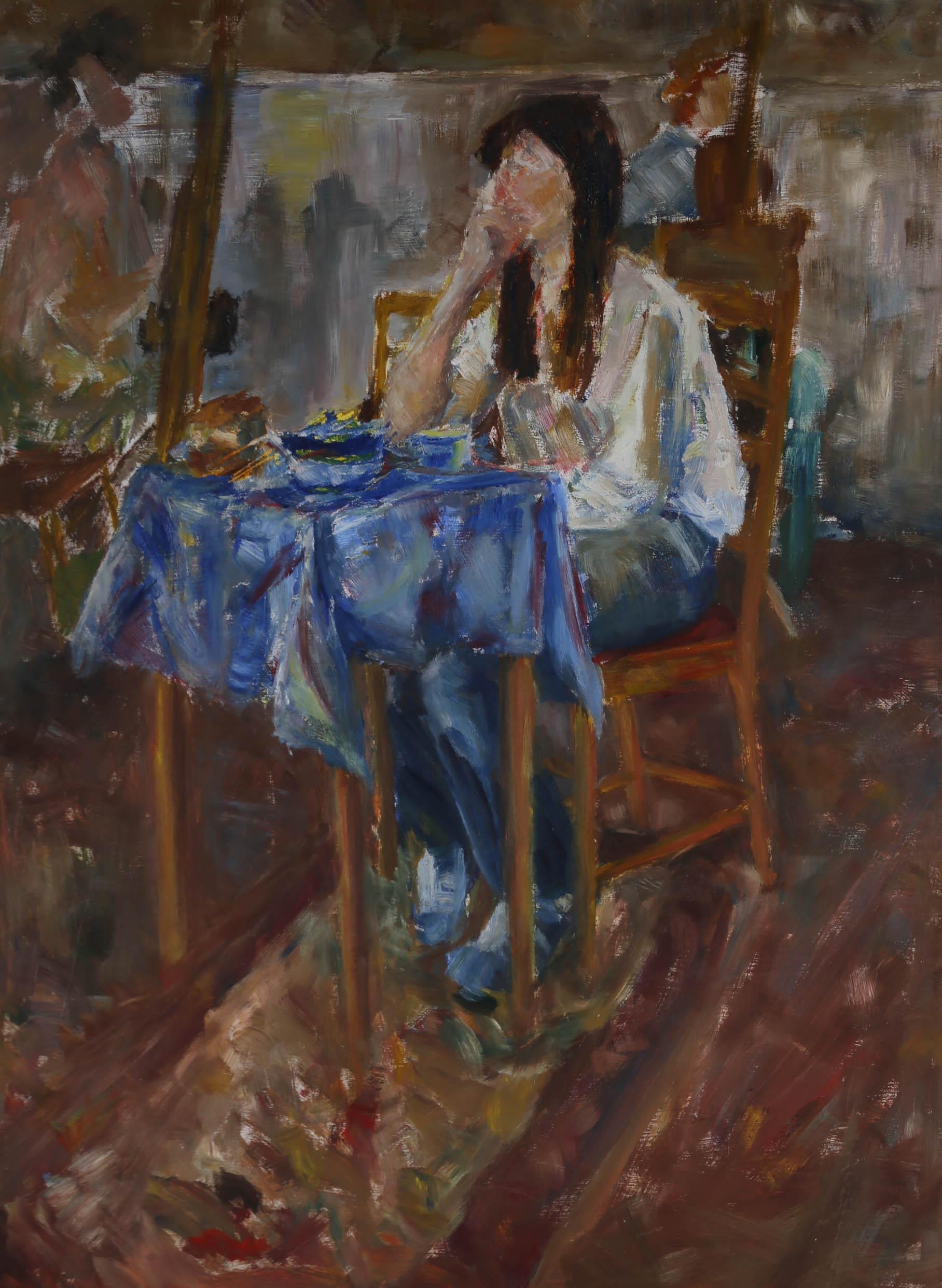 Unknown Portrait Painting - 20th Century Oil - Seated Figure Study