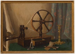 Vintage 20th Century Oil - Spinning Wheel