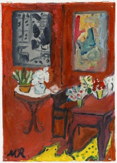 20th Century Oil - Still Life of Flowers on a Table
