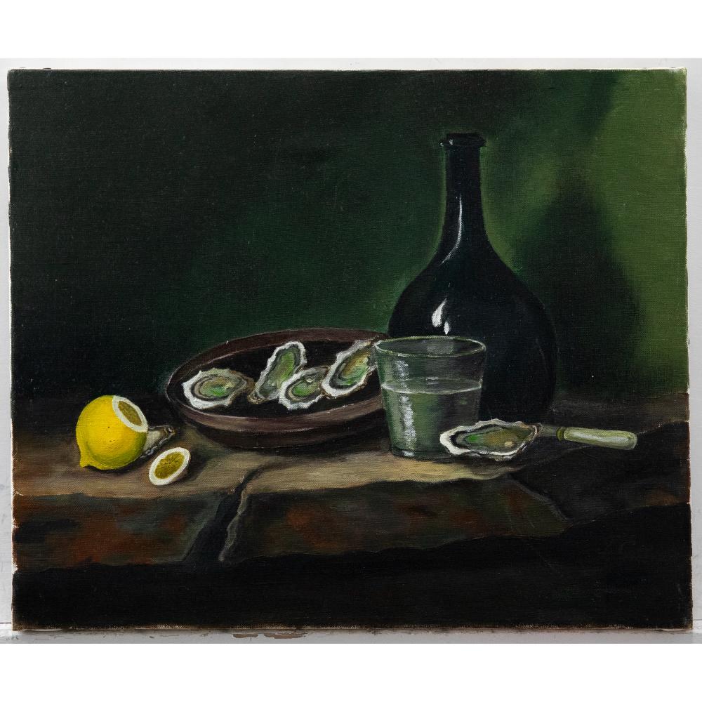 20th Century Oil - Still Life of Oysters - Painting by Unknown