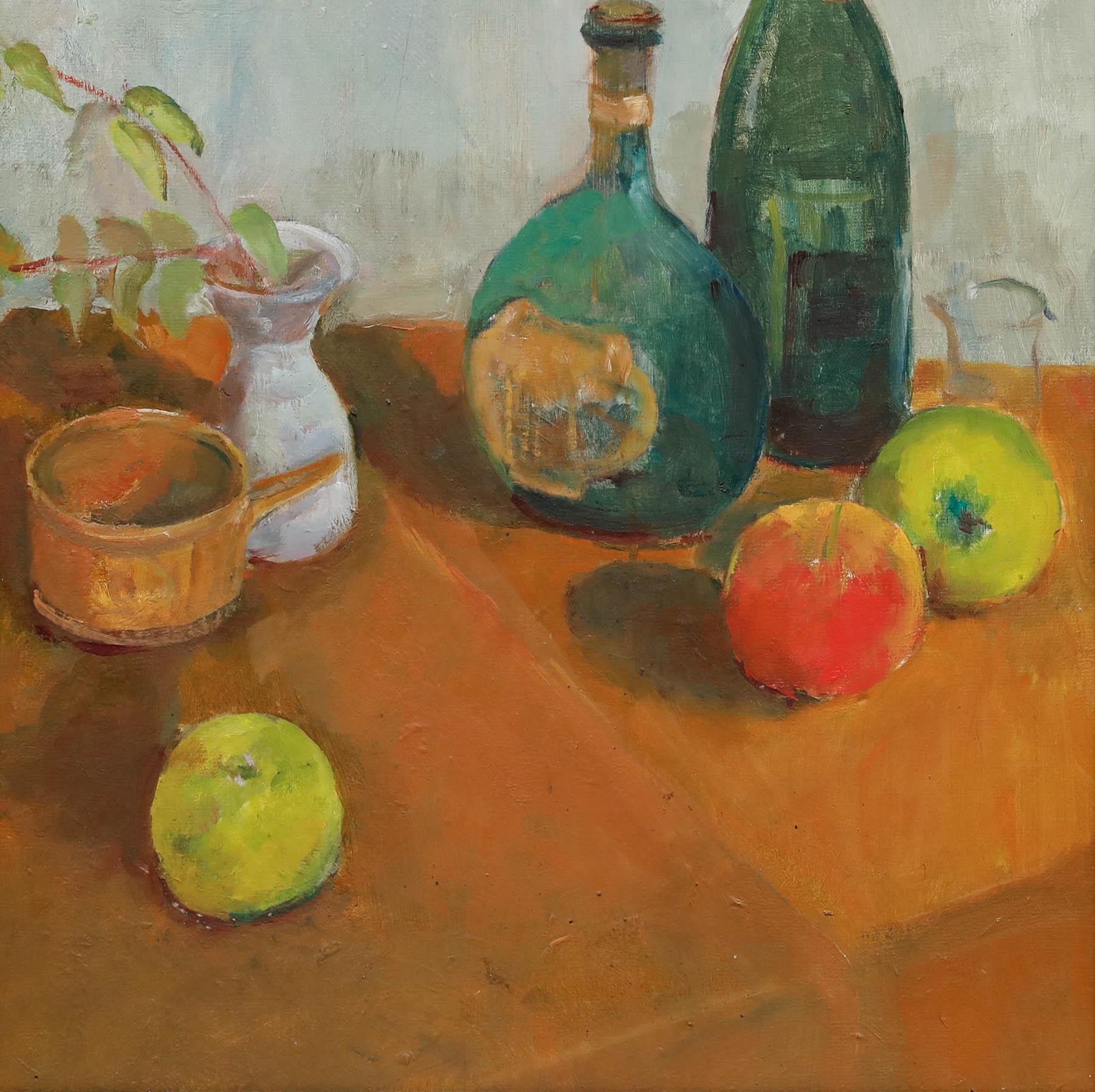 Öl des 20. Jahrhunderts - Stillleben mit Äpfeln – Painting von Unknown