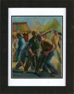 20th Century Oil - Street Scene with Construction Workers