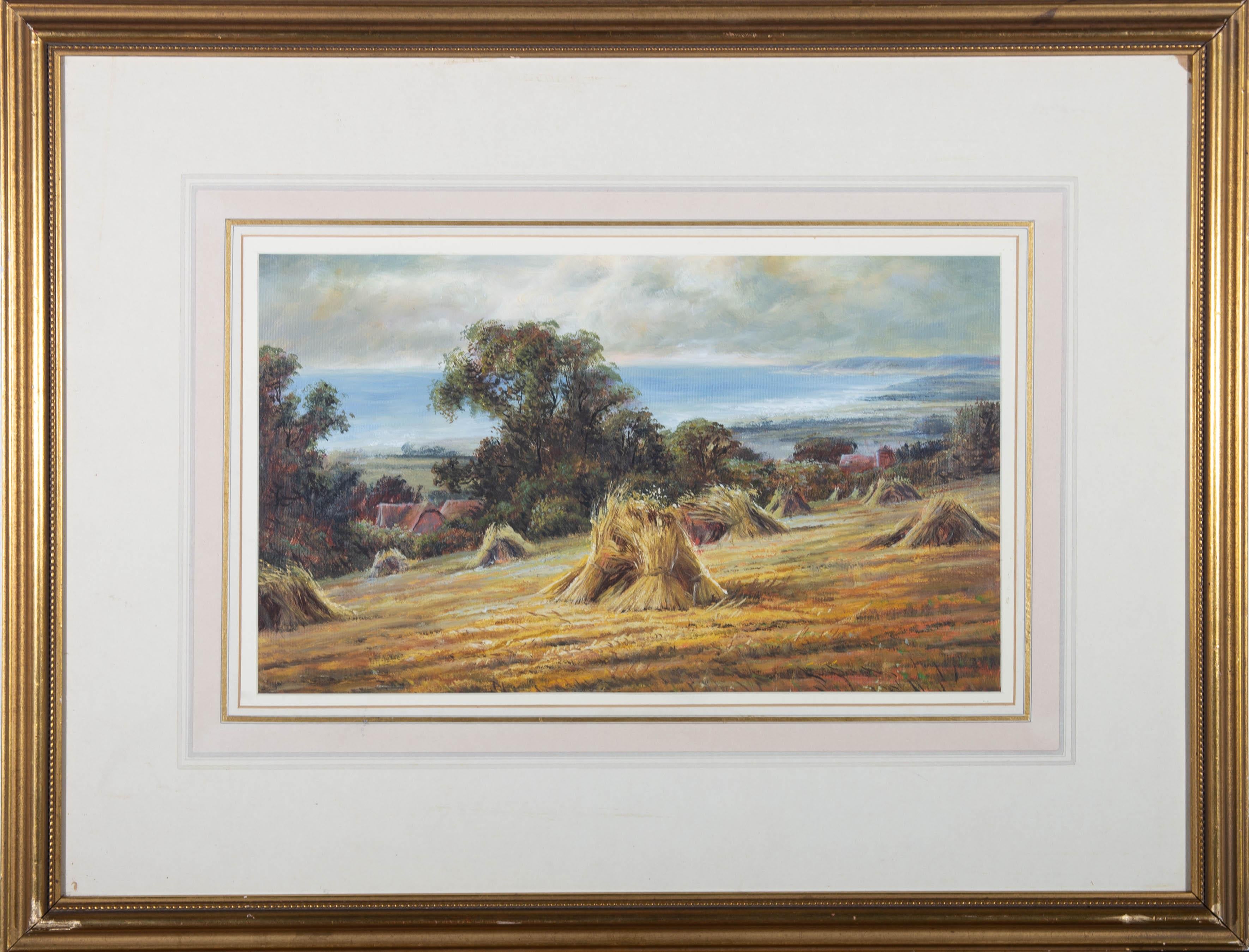 Unknown Figurative Painting - 20th Century Oil - Summer Hay Bales