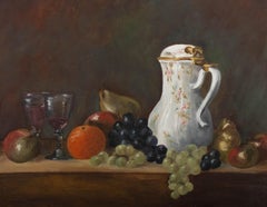 20th Century Oil - Table with Wine and Fruit