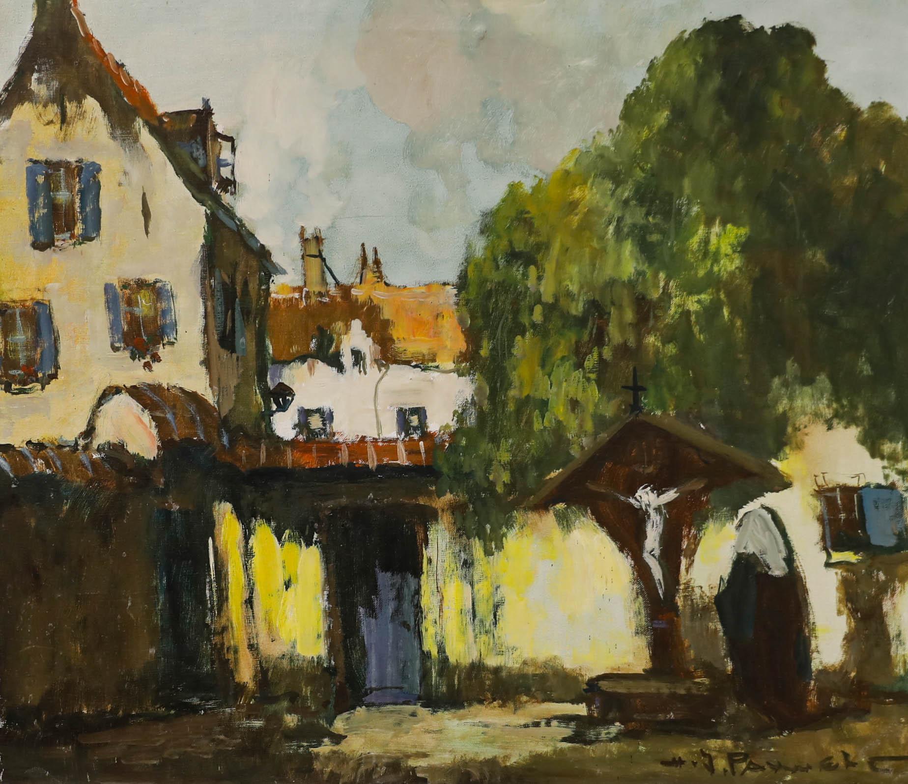 Ölgemälde des 20. Jahrhunderts – Der Garten – Painting von Unknown