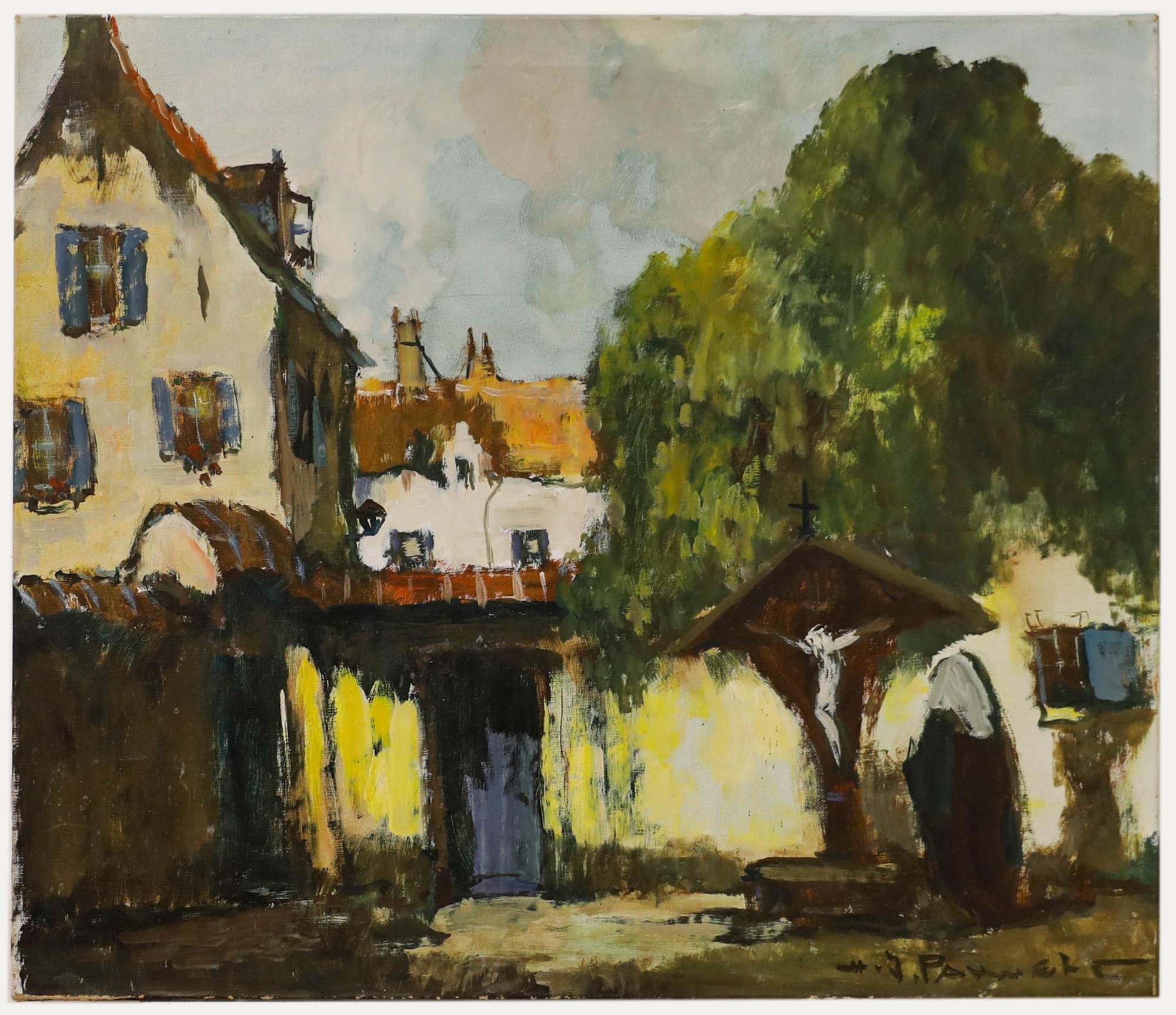 Huile du 20e siècle - The Courtyard