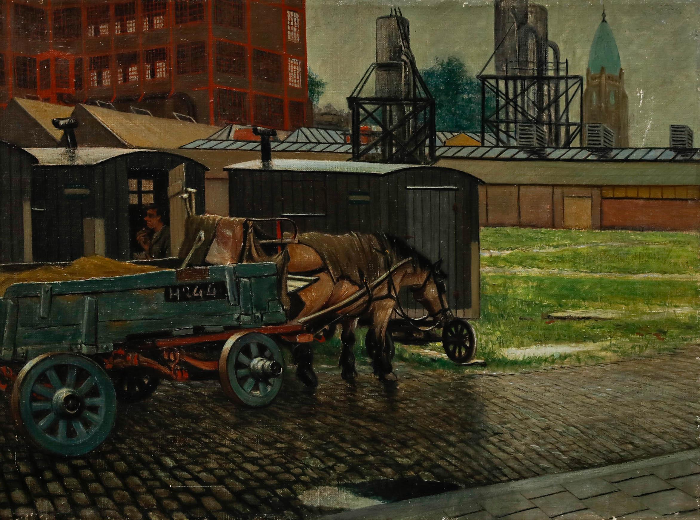 Huile du 20e siècle - Le cheval de commission - Painting de Unknown