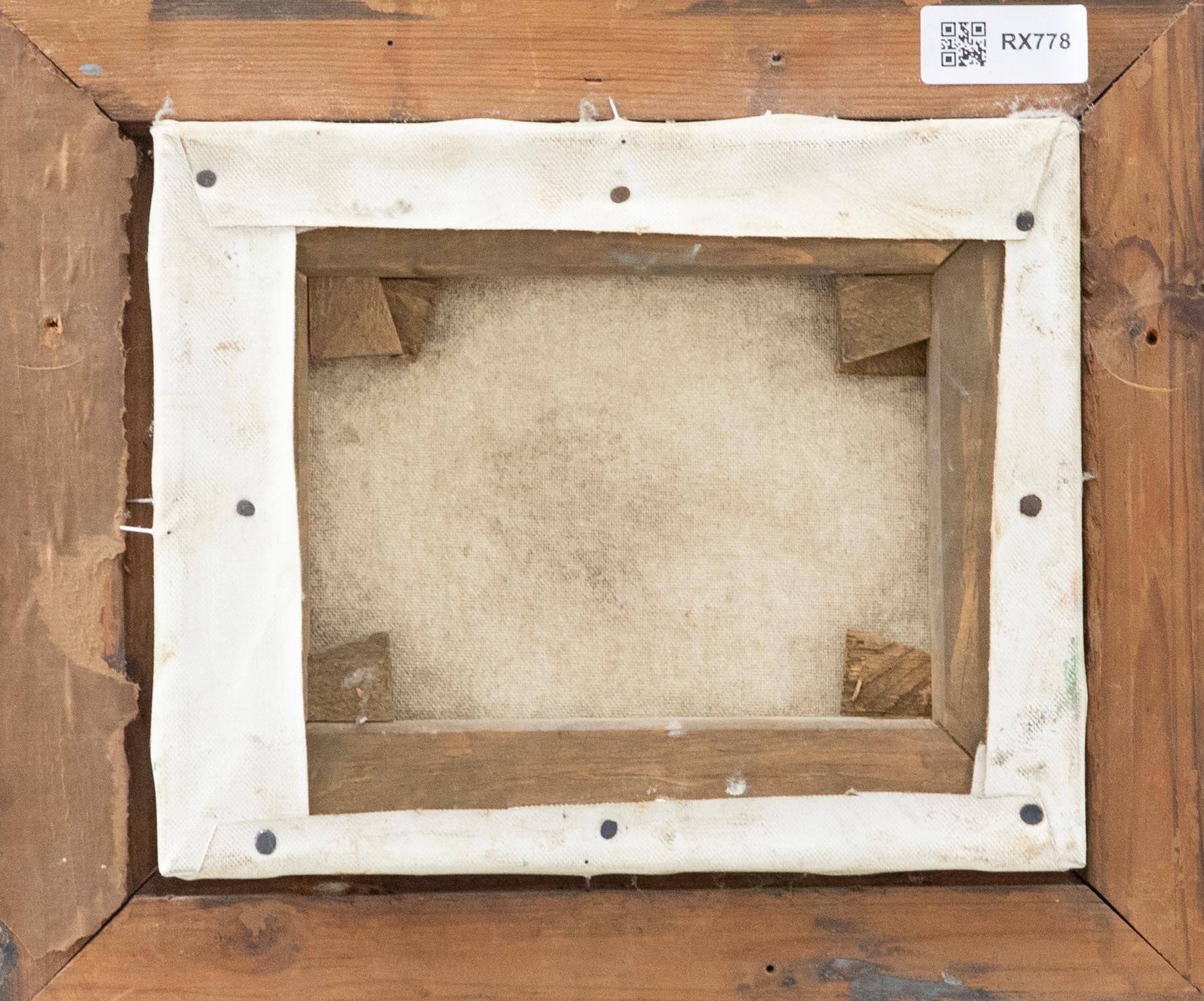 Ben presentato in una cornice in legno scuro con dettagli dorati. Firmato in modo illeggibile. Su tela su barelle.
