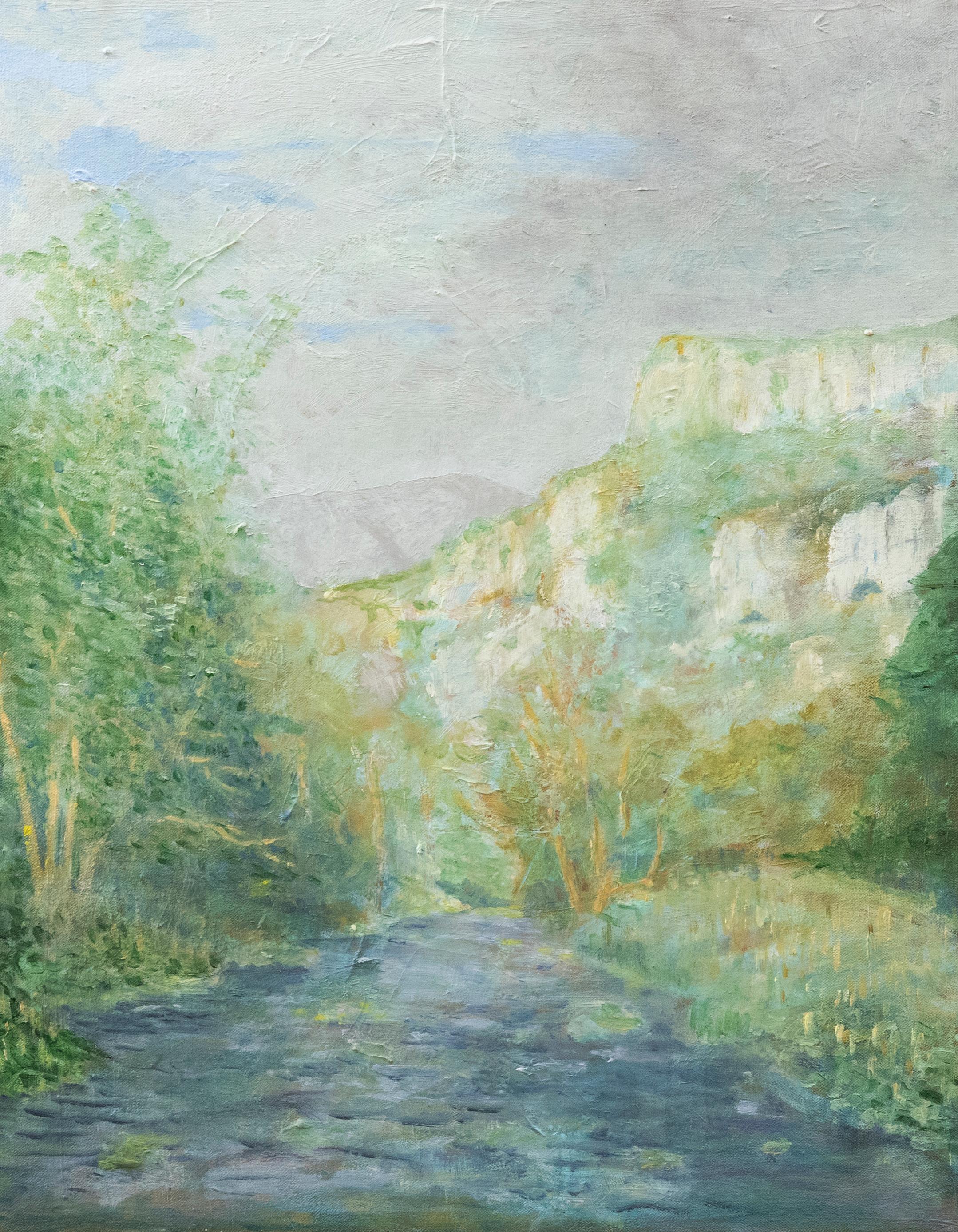 Unknown Landscape Painting - 20th Century Oil - The Valley