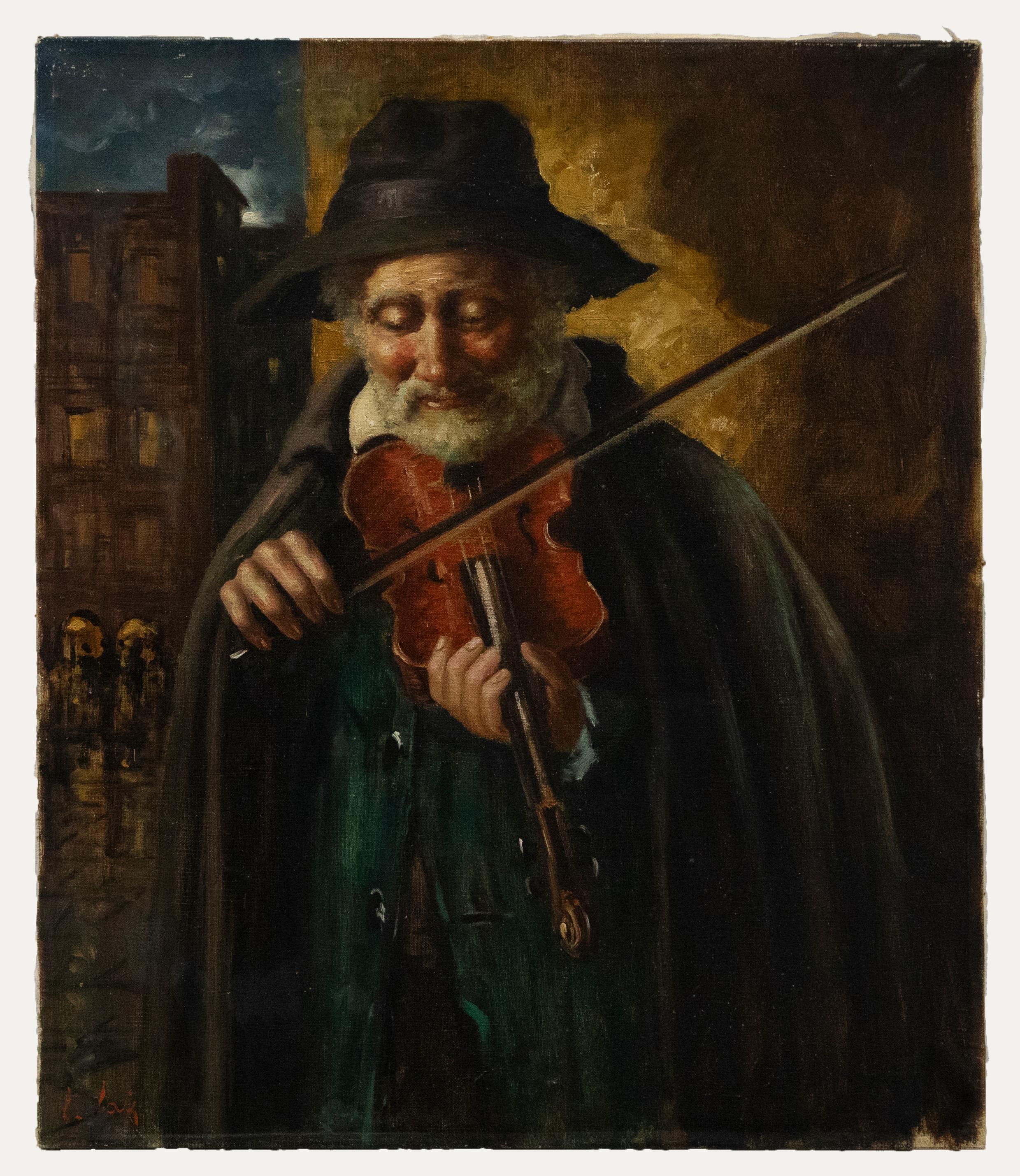 20th Century Oil - The Violinist - Painting by Unknown
