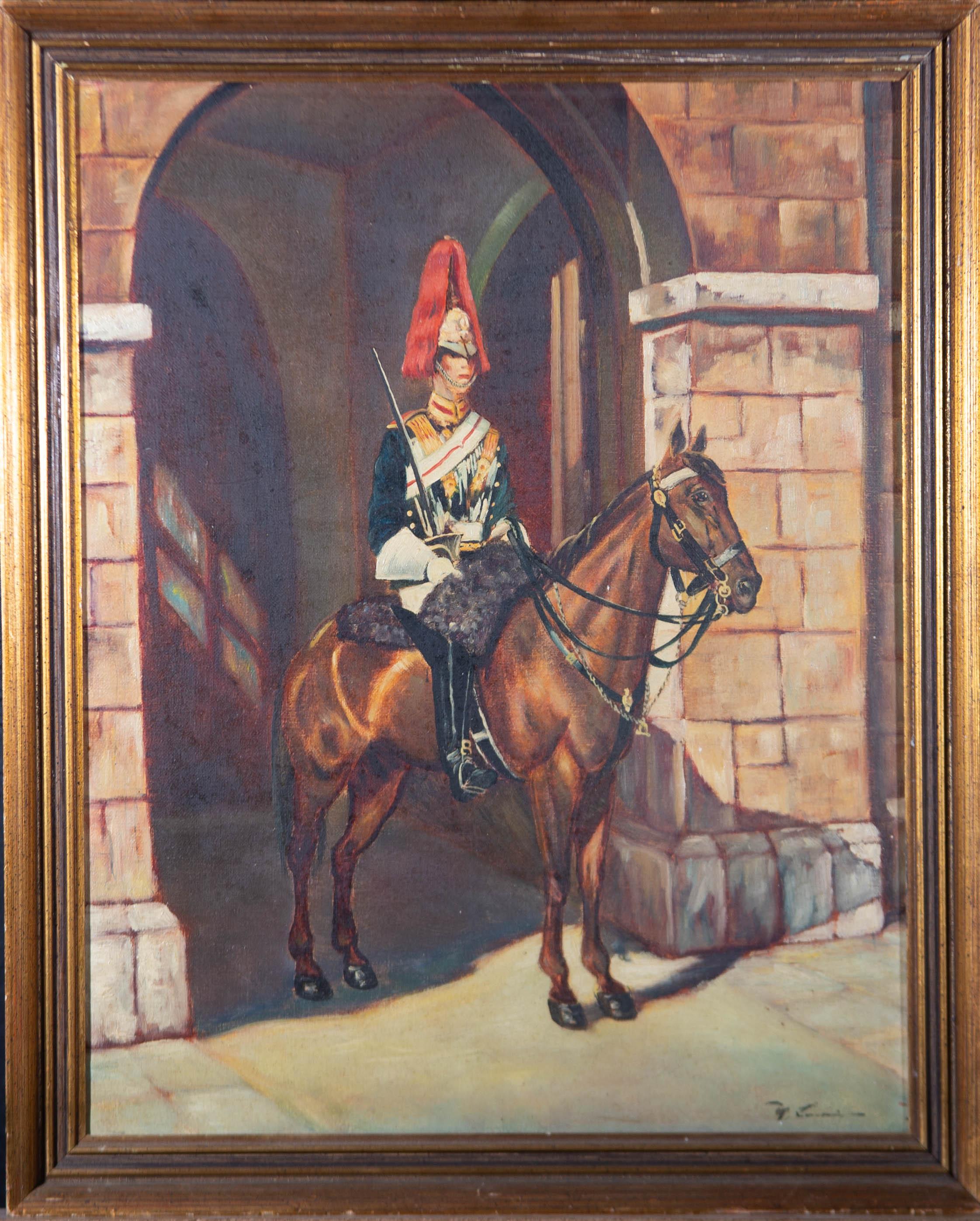 Unknown Portrait Painting - 20th Century Oil - Trooper of the Royal Horse Guards