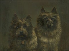 20th Century Oil - Two Scruffy Terriers