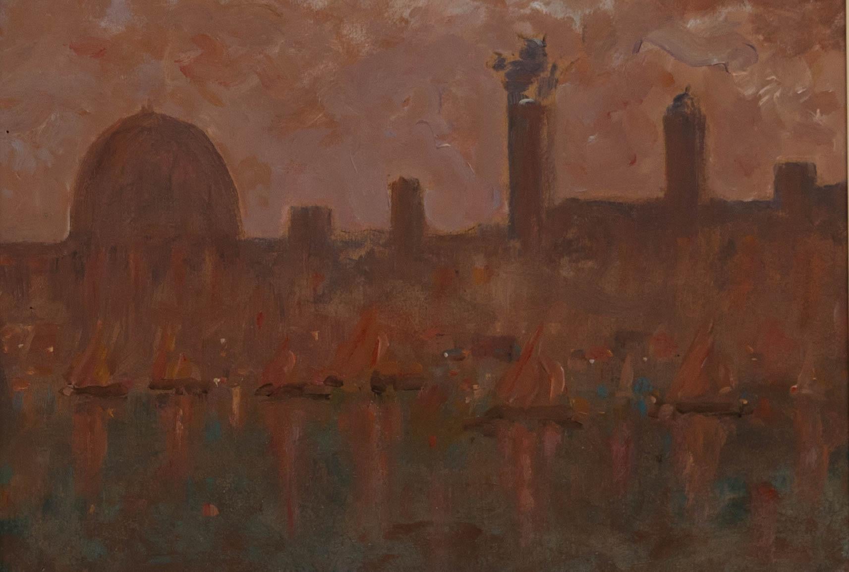 Olio del XX secolo - Venezia al crepuscolo - Painting di Unknown