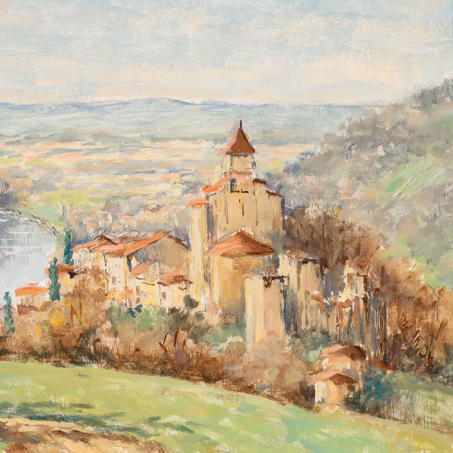 View of Clermont-Dessous, oil on canvas. Signed lower right.