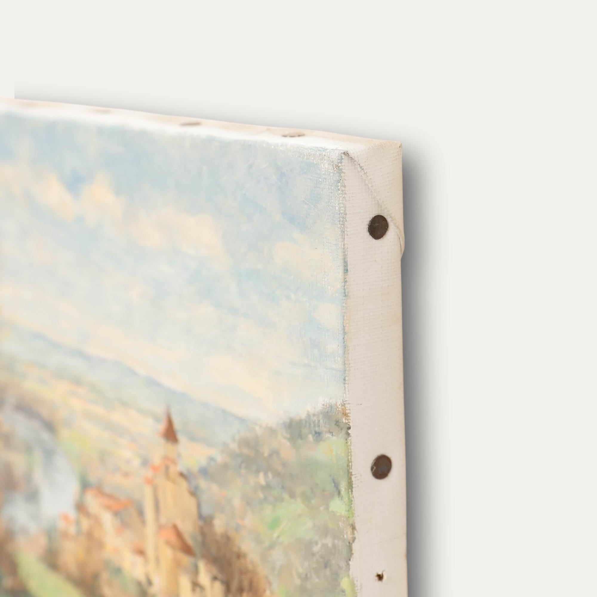 20th Century Oil - View of Clermont-Dessous For Sale 1