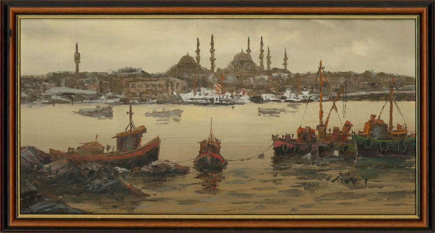 Unknown Landscape Painting - 20th Century Oil - View of Istanbul