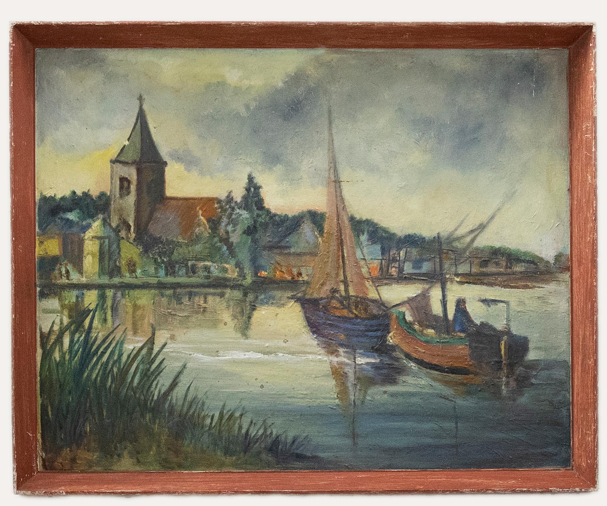 Unknown Landscape Painting - 20th Century Oil - View of Maldon on the River Blackwater