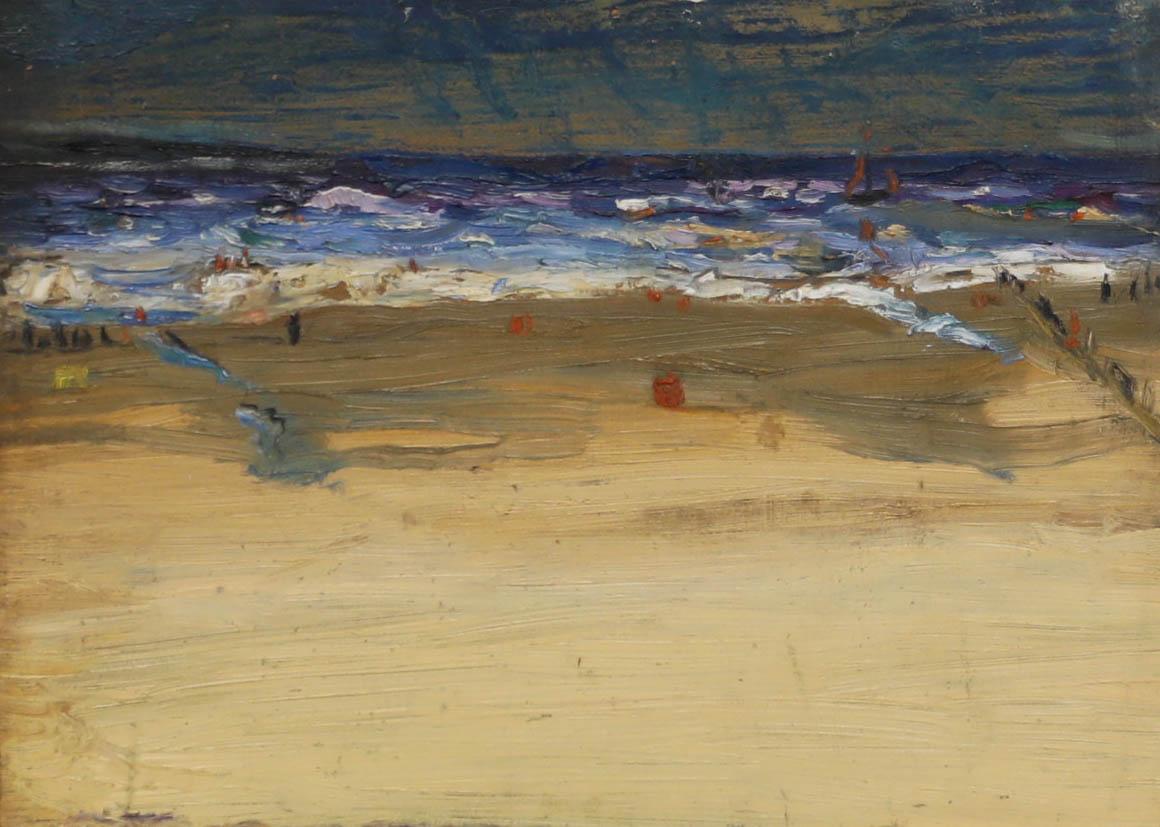 Olio del XX secolo - Vista della spiaggia - Painting di Unknown