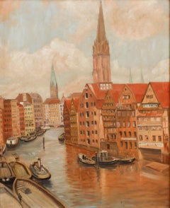 20th Century Oil - View of the Hamburg Fleet