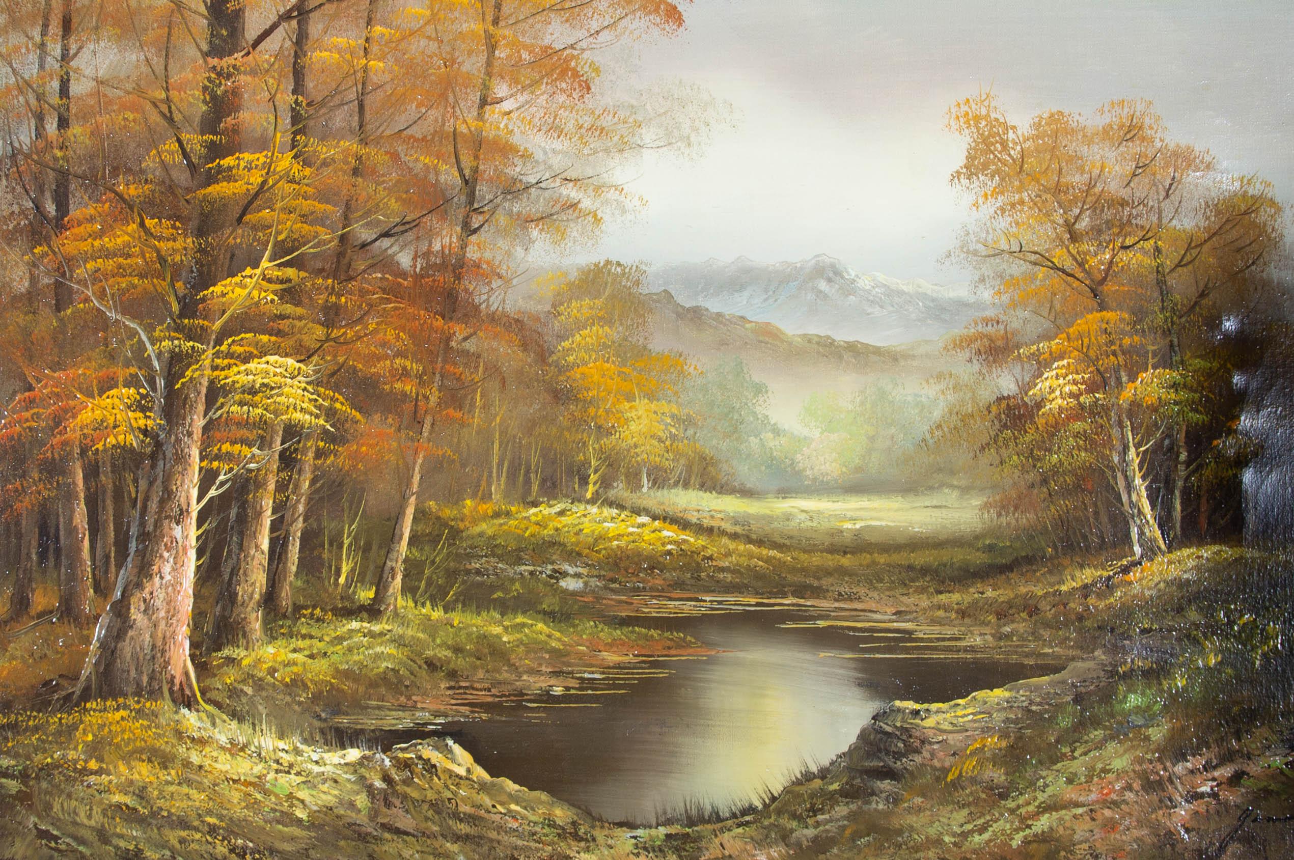 Huile du XXe siècle - Jour après-midi jaune - Painting de Unknown