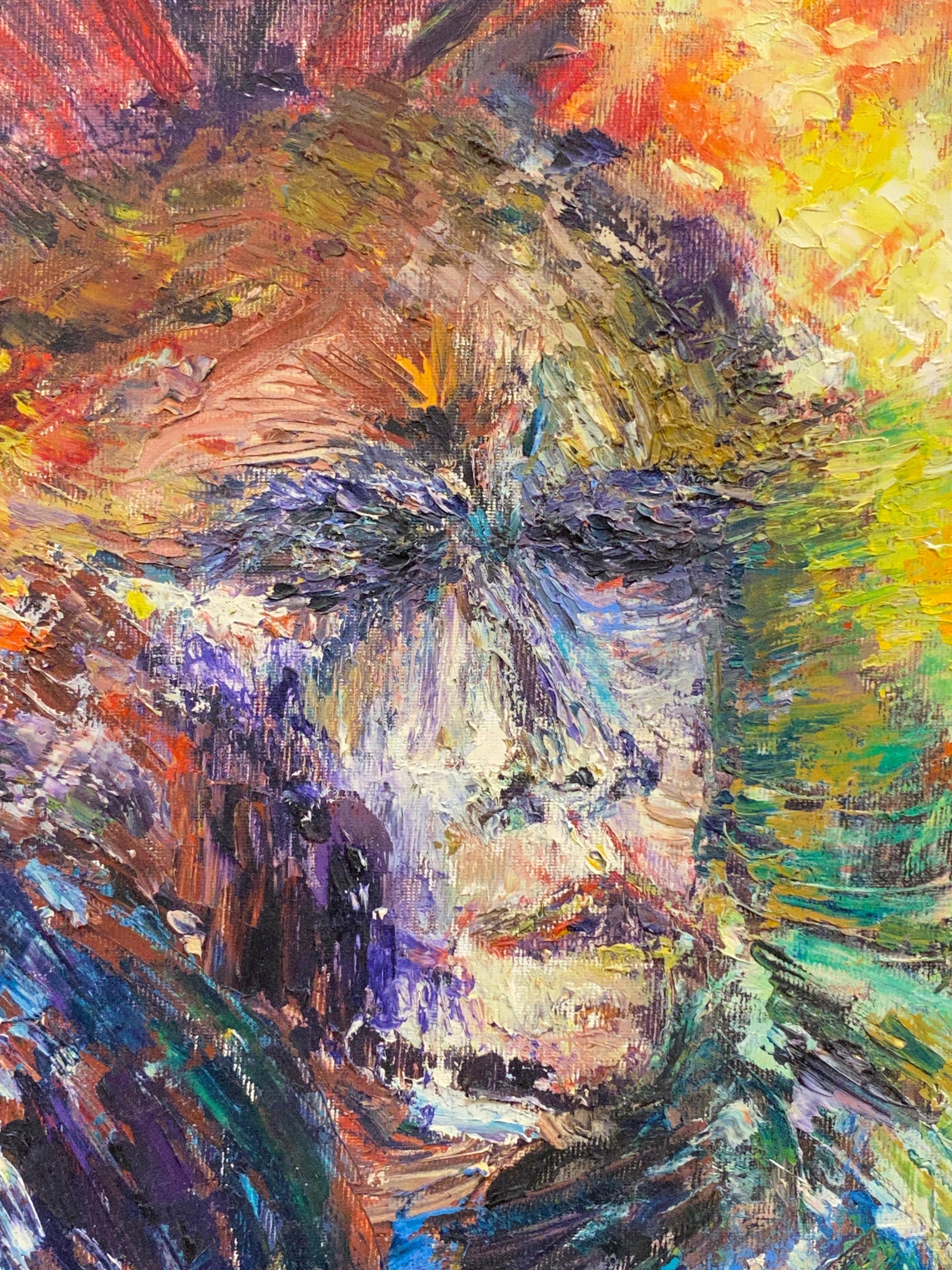 20. Jahrhundert Original Französisch Expressionist Porträt Ölgemälde – Painting von Unknown