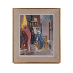 20th Century Painting of a Colourful Interior Scene 