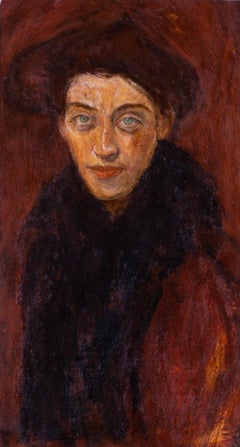 Porträt einer Dame des 20. Jahrhunderts, Anhänger von Egon Schiele, Ölgemälde