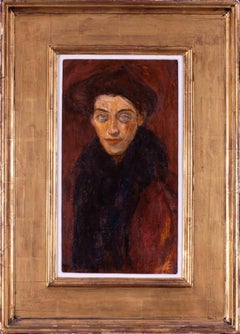 Porträt einer Dame des 20. Jahrhunderts, Anhänger von Egon Schiele, Ölgemälde