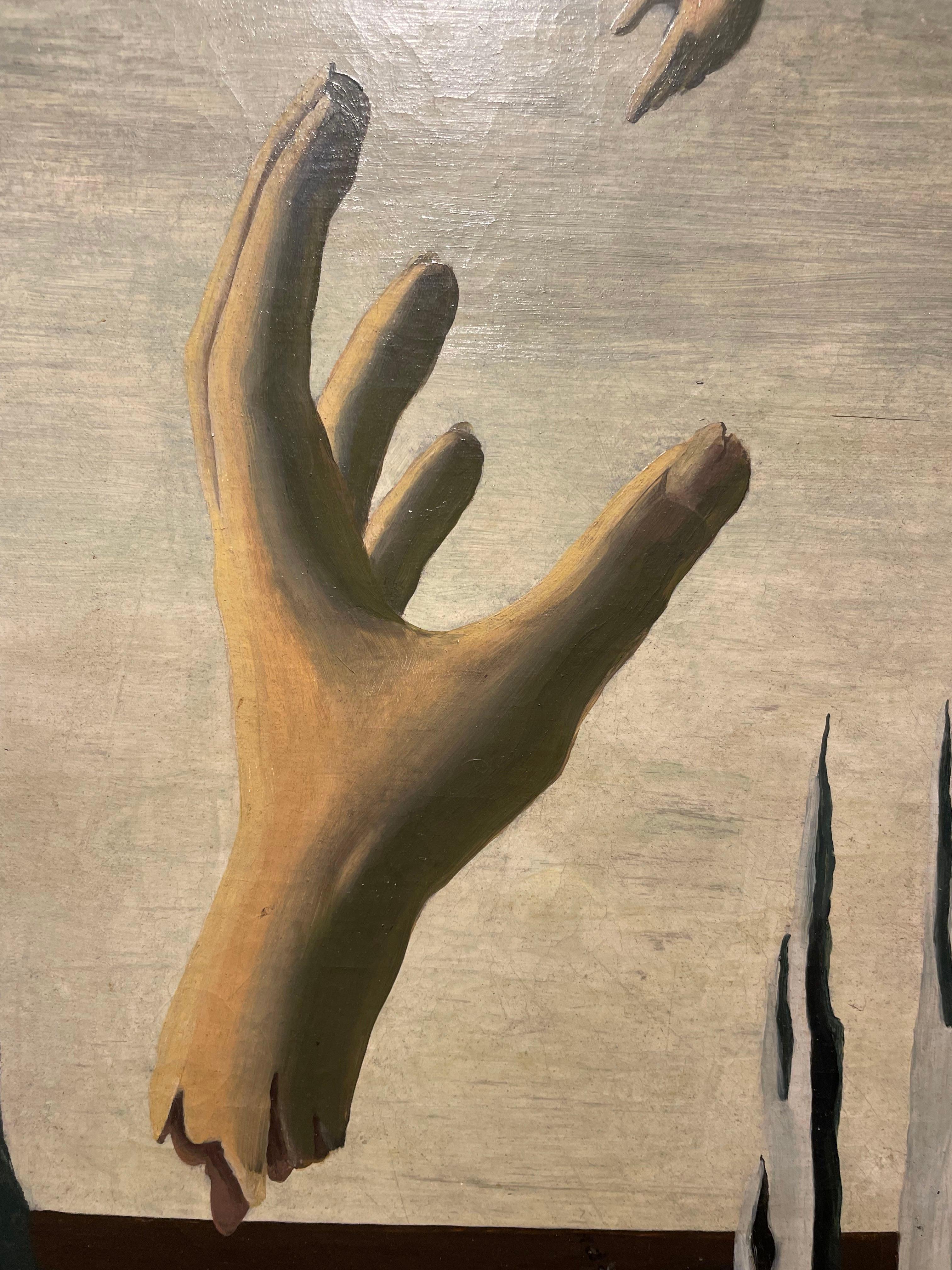 Paesaggio surrealista del XX secolo dipinto ad olio in vendita 8