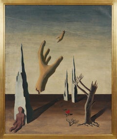 Paesaggio surrealista del XX secolo dipinto ad olio