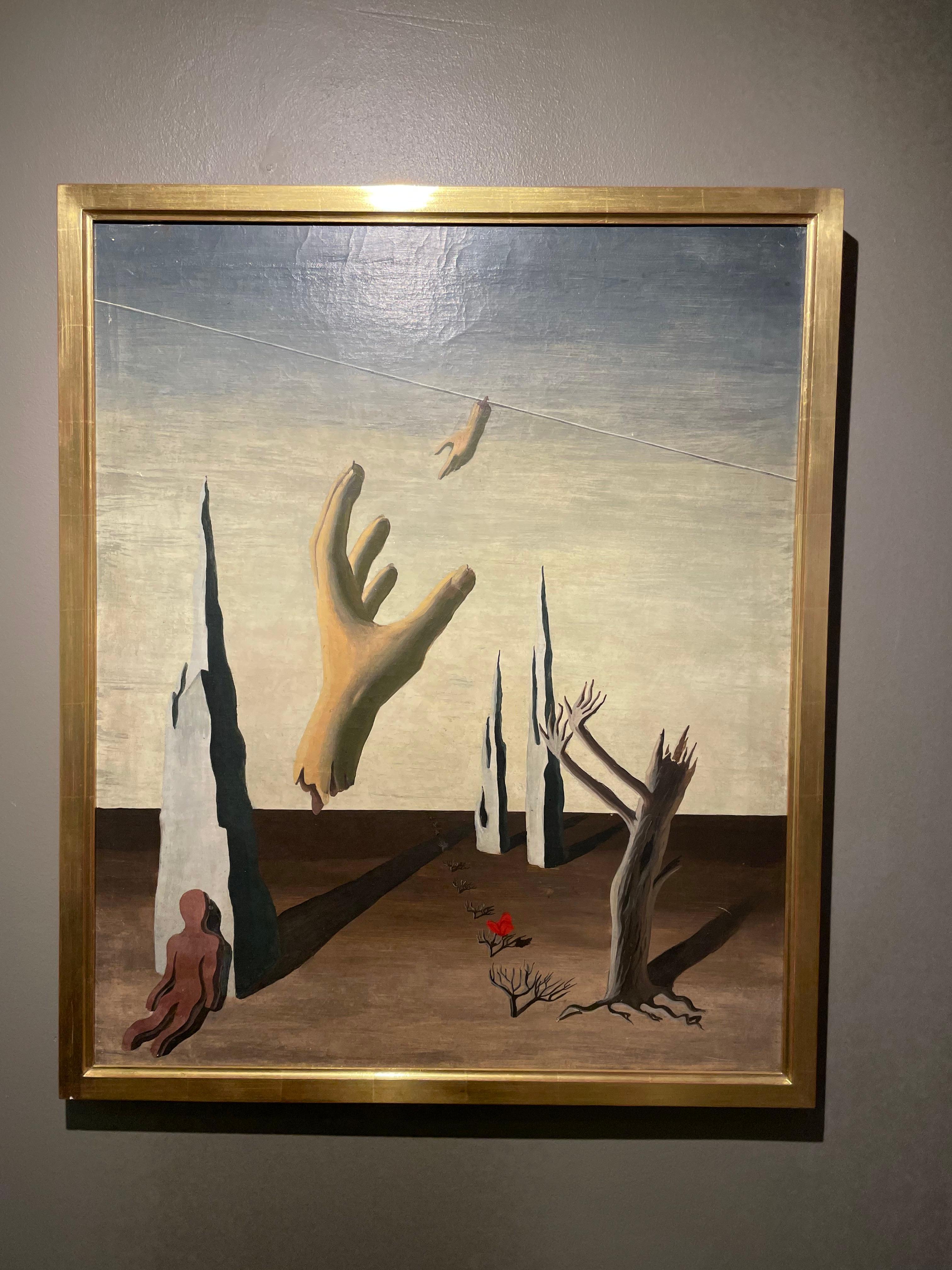 Paesaggio surrealista del XX secolo dipinto ad olio in vendita 1