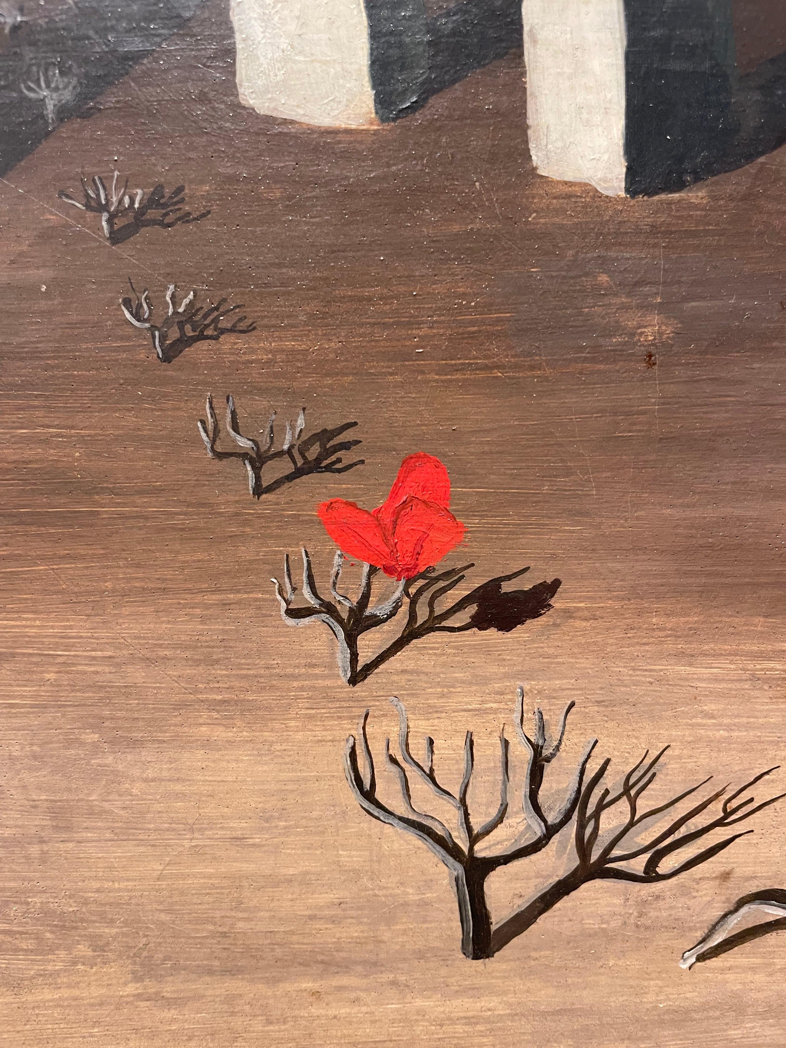 Paesaggio surrealista del XX secolo dipinto ad olio in vendita 2