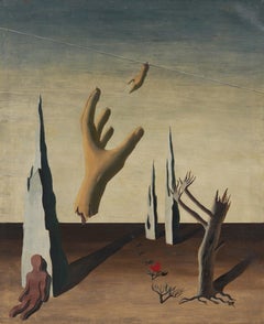 20th Century Surrealist Landscape Oil Painting