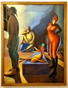 20th Century Surrealist Oil Painting on Canvas