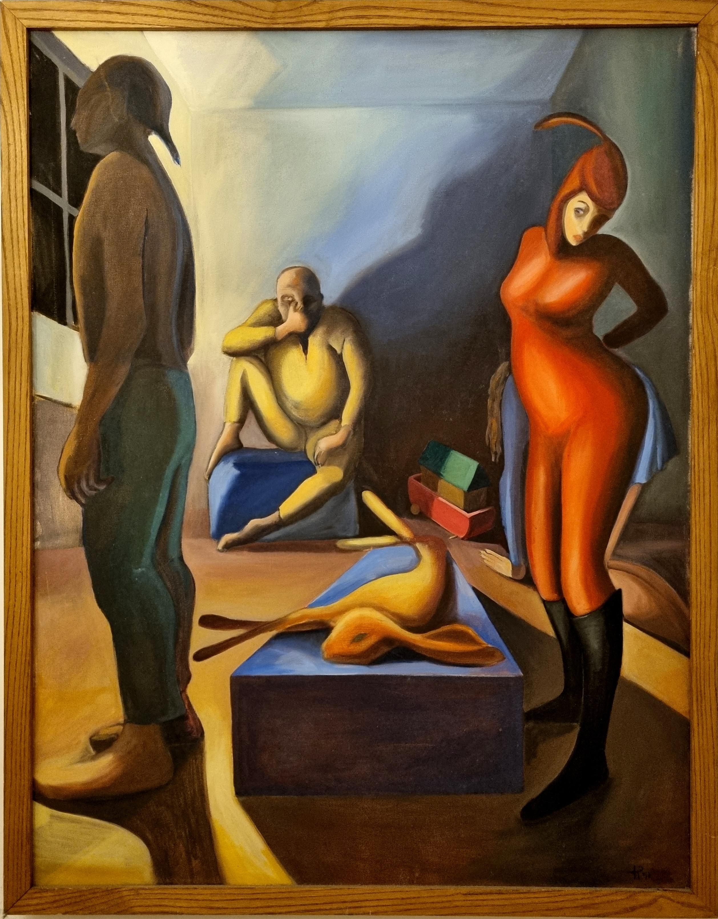 Unknown Figurative Painting - 20th Century Surrealist Oil Painting on Canvas