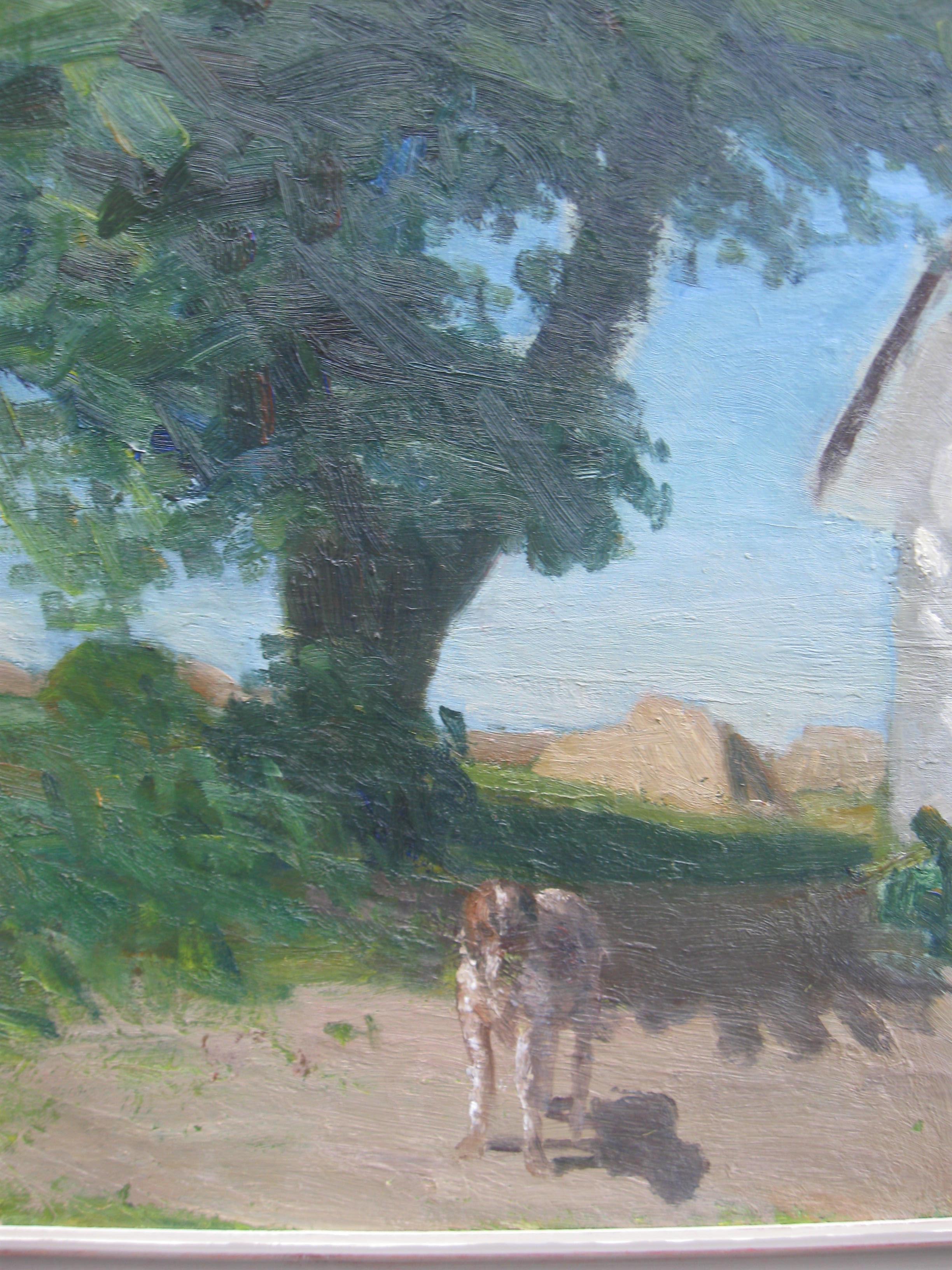 Huile moderniste du 20e siècle, Dog in the Midday Sun, circa 1980 - Post-impressionnisme Painting par Unknown