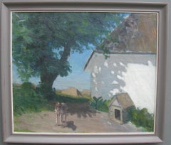 Óleo modernista del siglo XX "Perro al sol del mediodía", hacia 1980
