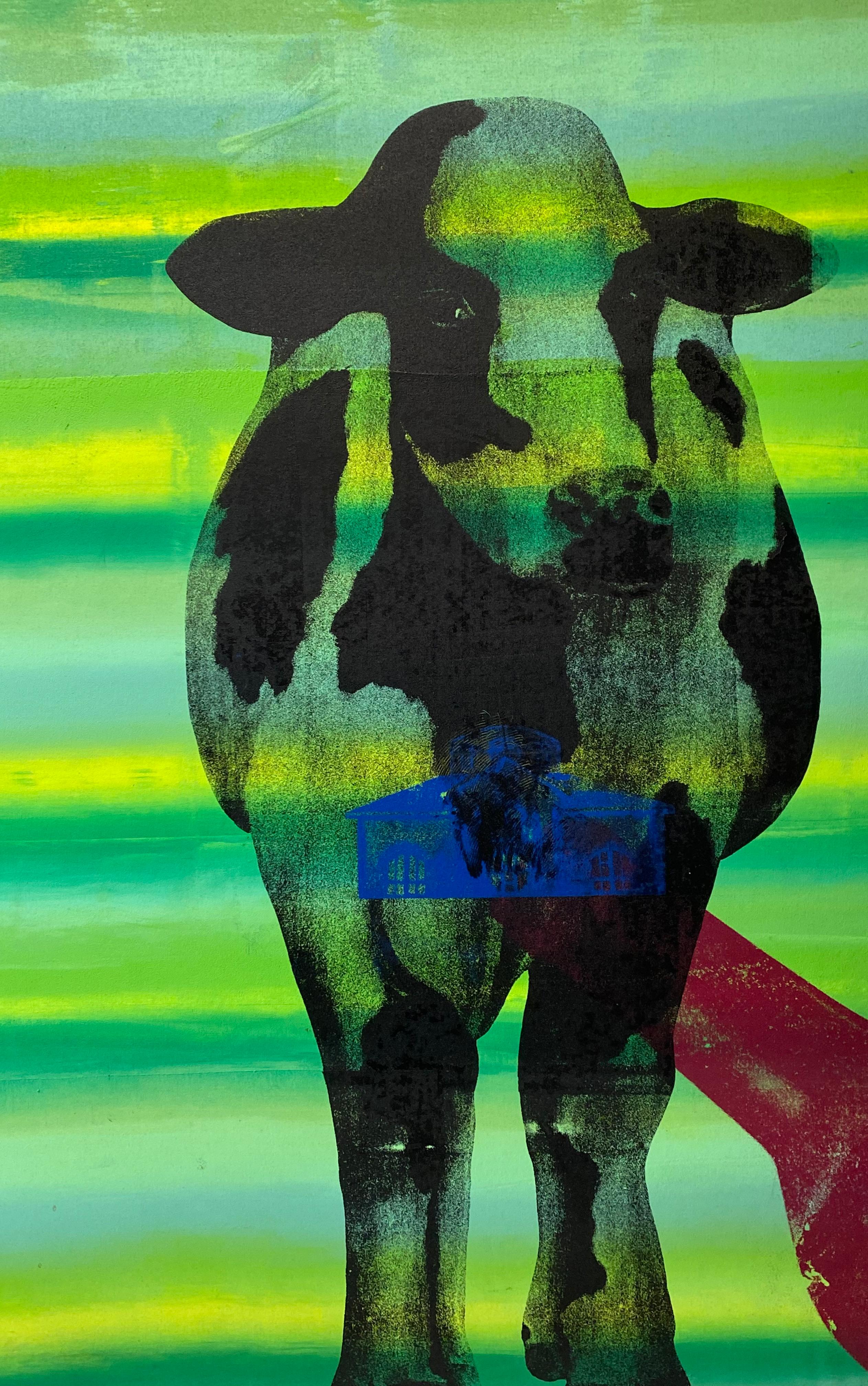 Peinture sur toile Pop Art à grande échelle du 21e siècle représentant des vaches - Painting de Unknown