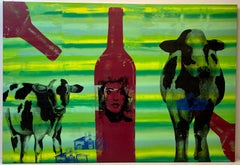 Peinture sur toile Pop Art à grande échelle du 21e siècle représentant des vaches