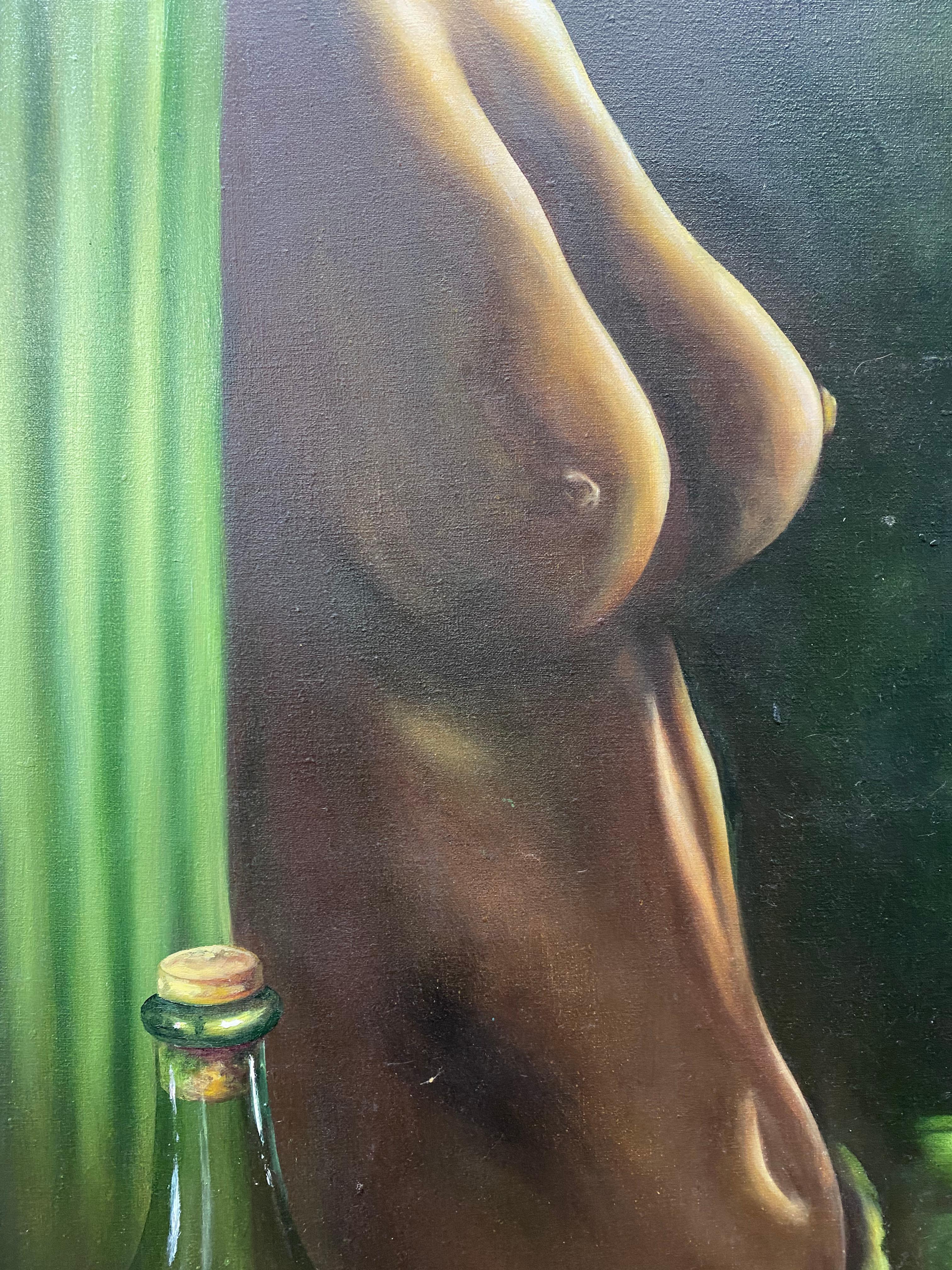 Peinture à l'huile surréaliste originale Carlos Alpizar « Mujer Enamor », vers 2000 en vente 3