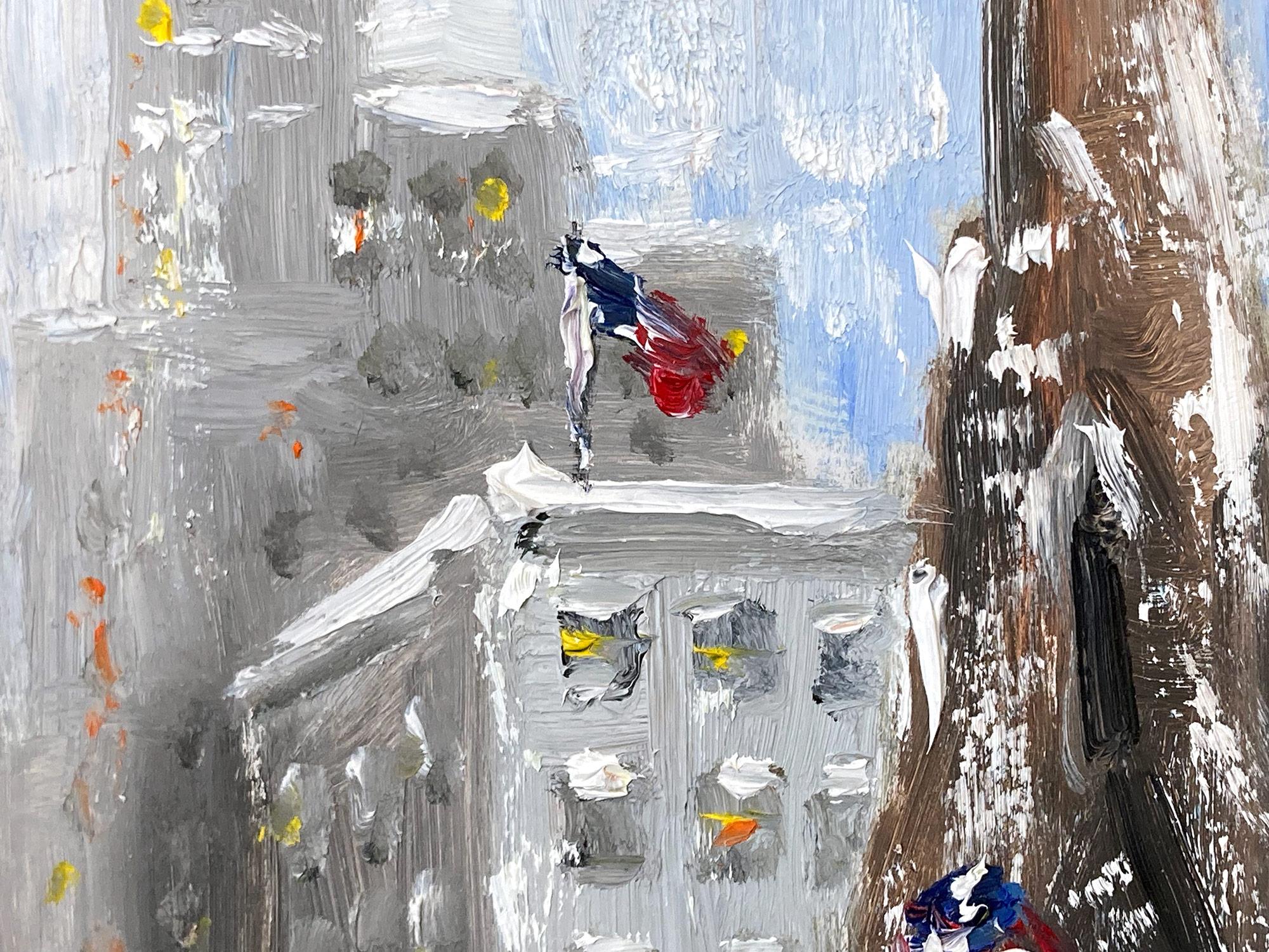 Peinture à l'huile impressionniste de neige « 5th Avenue - Midtown » dans le style de Guy Wiggins en vente 1