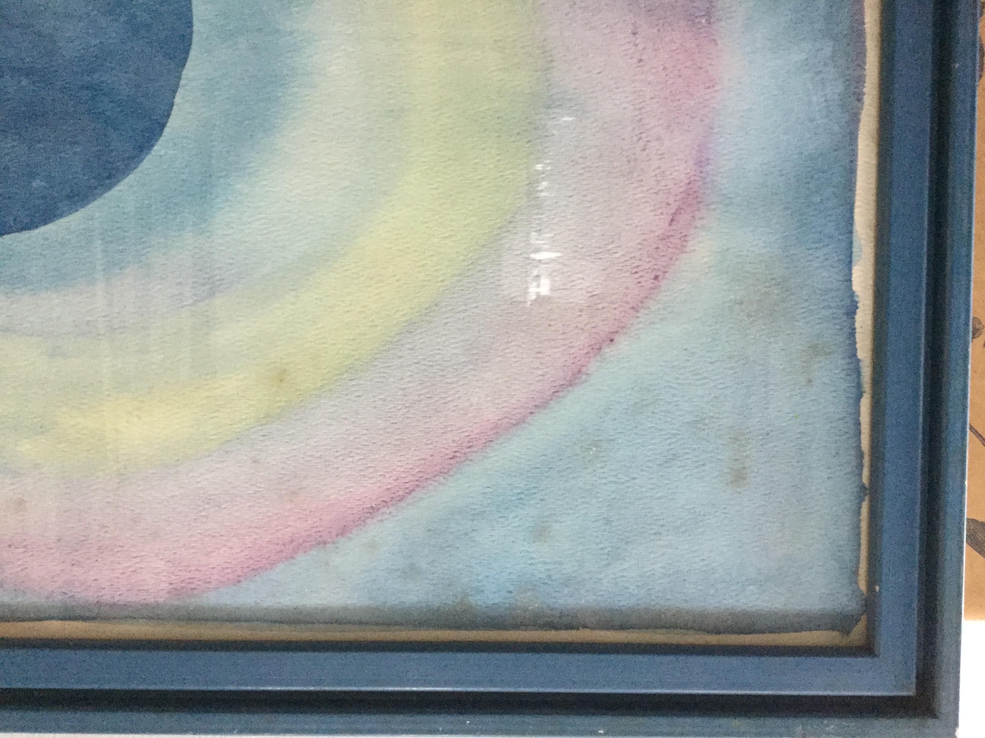 60s watercolor hamptons abstract - Gray Abstract Painting by Unknown