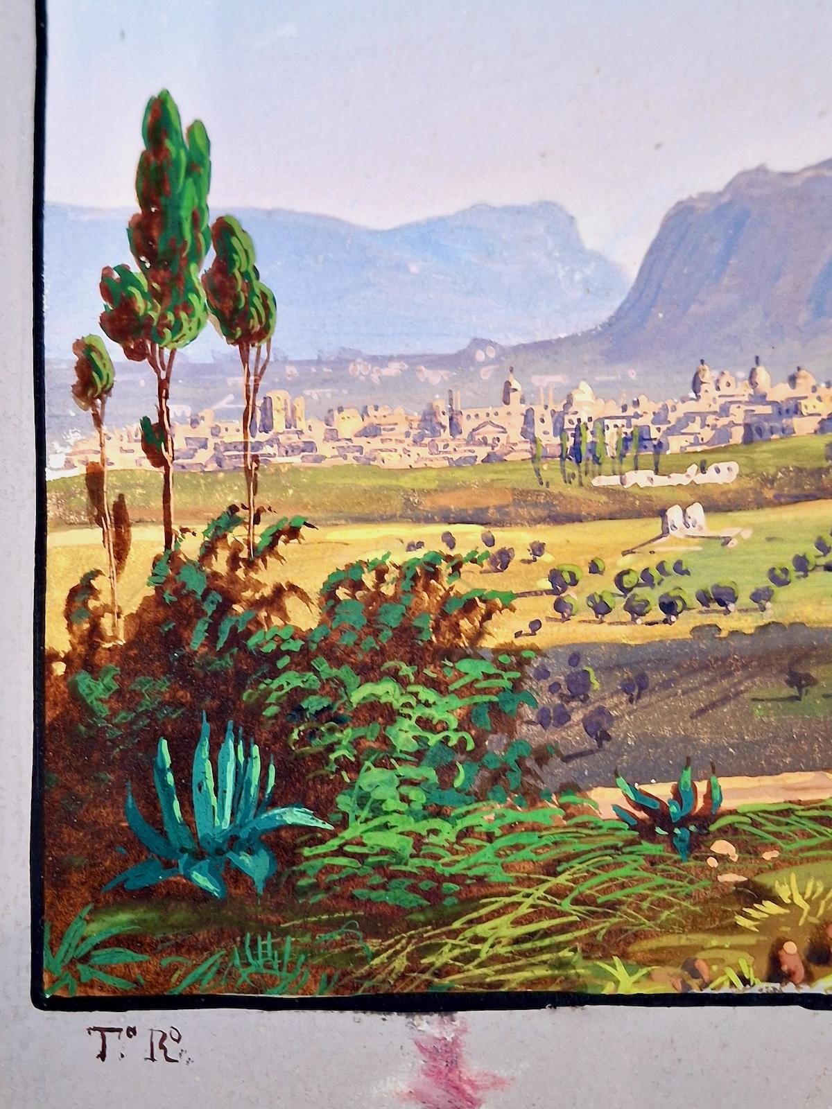 A 19th-Century Vista of Palermo and Monte Pellegrino - Painting by Unknown