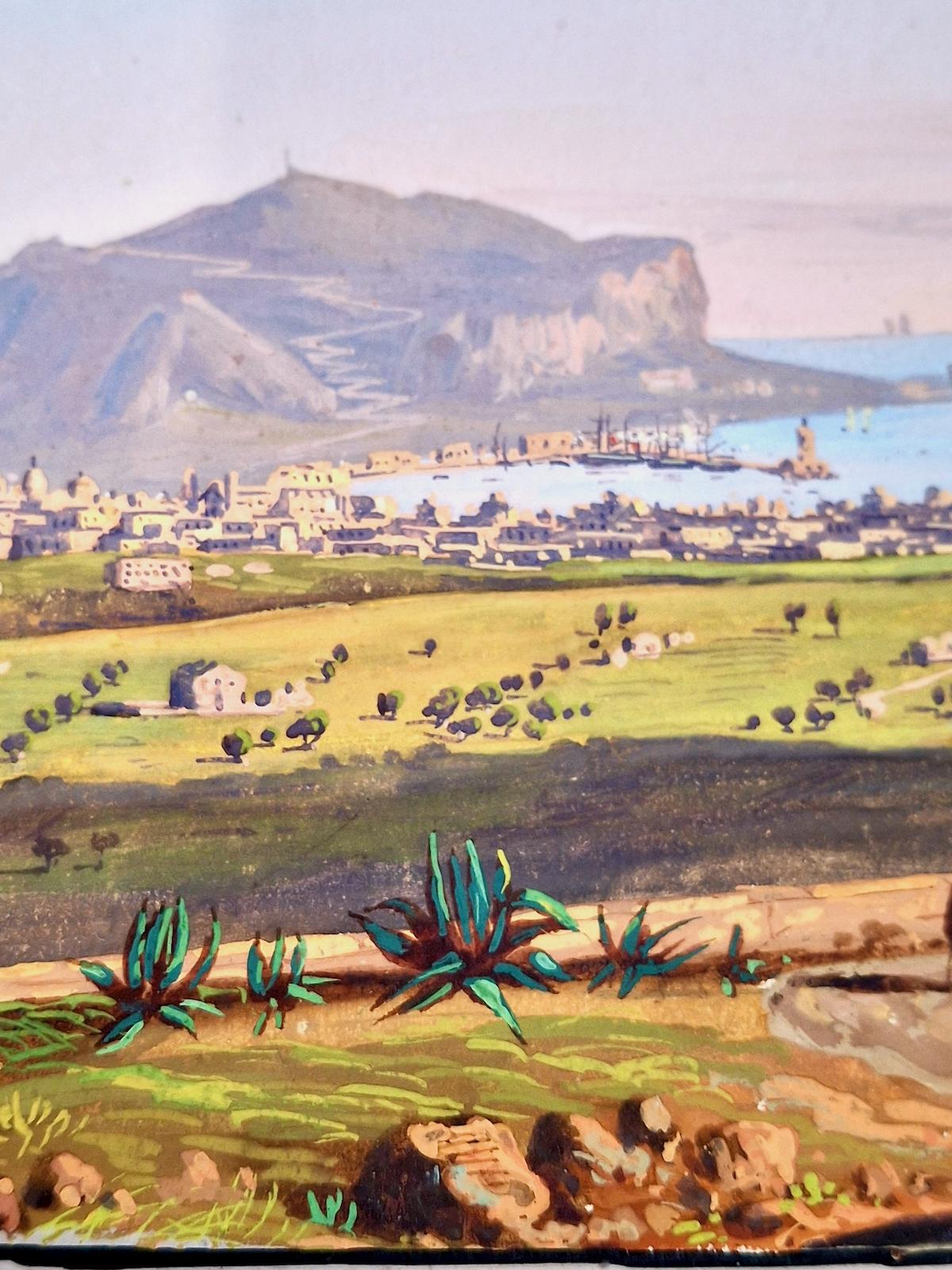 A 19th-Century Vista of Palermo and Monte Pellegrino - Italian School Painting by Unknown