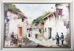 A. Aguila - 1974 Oil, Spanish Street Scene
